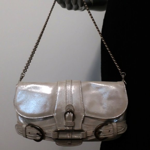 Jimmy Choo Tulita Clutch Silver Metallic Suede - Picture 2 of 12